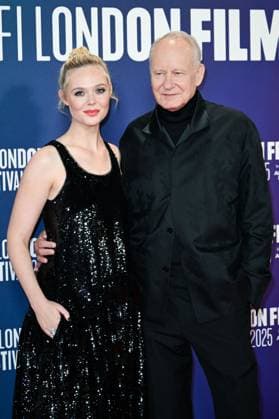 London BFI Sentimental Value Premiere Elle Fanning and Stellan Skarsgard attending the Sentimental Value Premiere as part of the BFI London Film Festival in London, England on October 12, 2025. Photo by Aurore Marechal ABACAPRESS.COM London  Copyright: xMarechalxAurore ABACAx