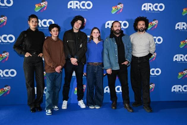 Alma Jodorowsky, Oscar Tresanini, Ugo Bienvenu, Margot Ringard Oldra, Vincent Macaigne and William Lebghil attend the Arco Premiere at UGC Cine Cite Bercy 449620 2025 10 12 Paris Egypt  Copyright: xLionelxGuericolasx xStarfacex STAR_449620_010