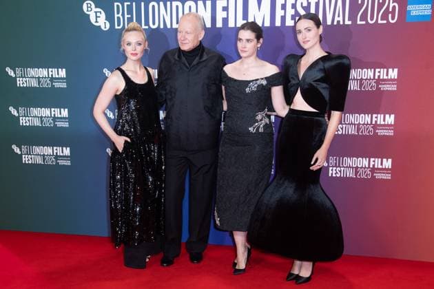 London Film Festival 2025 - Sentimental Value Arrivals at Royal Festival Hall, Southbank, London (L-R) - Elle Fanning, Stellan Skarsgard, Inga Ibsdotter Lilleaas, Renate Reinsve attends the Headline Gala of Sentimental Value at The 69th BFI London Film Festival at Royal Festival Hall, Southbank, London, England, UK on Sunday 12 October, 2025., Credit:Justin Ng Avalon UK, England, London, Royal Festival Hall, Southbank Copyright: xJustinxNgx xAvalonx 1045056290