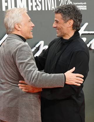 American actor Oscar Isaacs and Austrian actor Christoph Waltz attend the premiere of Frankenstein at the 69th BFI London Film Festival in London, England on Monday October 13, 2025.  LON20251013101 RUNExHELLESTAD
