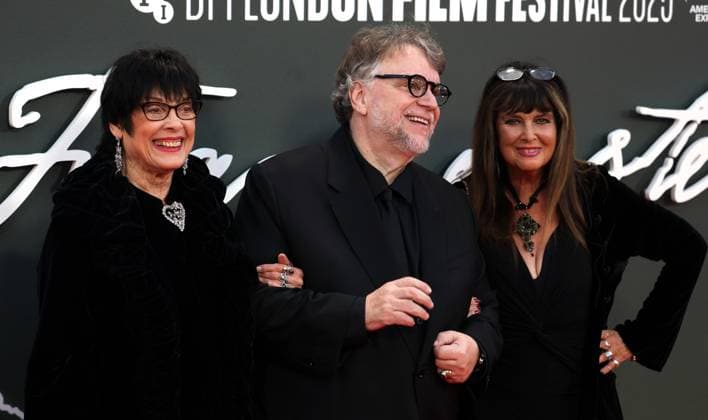 UK premiere of Frankenstein Martine Beswick, Guillermo del Toro and Caroline Munro at the UK premiere of Frankenstein at the 69th BFI London Film Festival at The Royal Festival Hall. London Royal Festival Hall UK Copyright: xFredxDuvalx