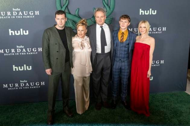 Hulu s Murdaugh: Death in the Family New York Premiere in New York, USA - 13 Oct 2025 (L-R) Will Harrison, Patricia Arquette, Jason Clarke, Johnny Berchtold and Brittany Snow attend the Hulu s Murdaugh: Death In The Family New York premiere at 7 Hudson Square. New York United States Copyright: xRonxAdarx xSOPAxImagesx _radar_murdaugh_20251013_01284