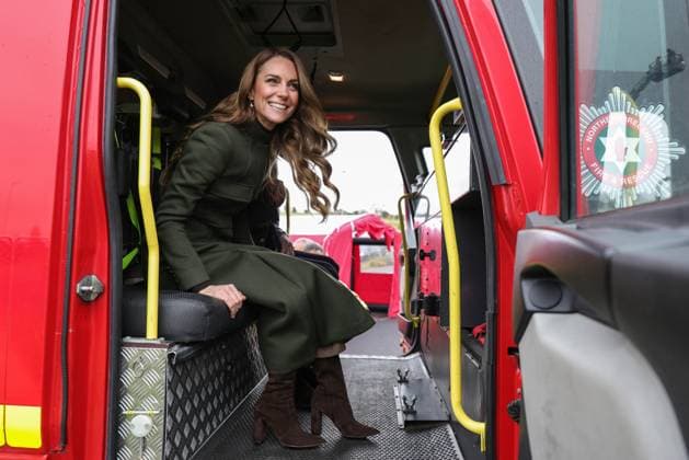 The Prince and Princess of Wales Visit Northern Ireland 14 10 2025. Cookstown, UK. The Prince and Princess of Wales during a visit to the Northern Ireland Fire and Rescue Service Learning and Development College in Cookstown, Northern Ireland. The Prince and Princess met with Chief Fire & Rescue Officer, Aidan Jennings and learned how the college equips trainees with the skills, resilience and expertise needed to help keep everyone in Northern Ireland safe. Their Royal Highnesses then engaged with two training scenarios: a warehouse space where there was a variety of simulated incidents and drills ongoing, and the flood-water rescue training space to see a simulation of a casualty being rescued from a fast-flowing river. During these scenar  Copyright: xPetexMaclainex xAvalonx 1045438284