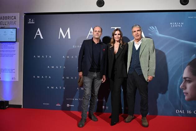 Milan, Premiere of the Film Amata, Cinema Anteo. Pictured are Francesco Melzi D Eril, Elisa Amoruso, and Benedetto Abib.  Copyright: xSimonexComix xipa-agency.netx xComi Terenghix IPA_Agency_IPA66550703