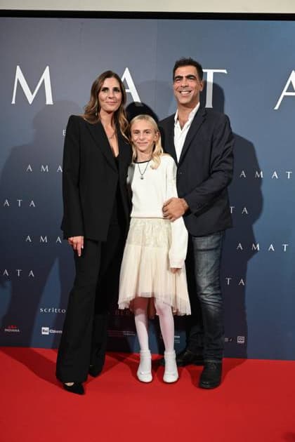 Milan, Premiere of the film Amata, Cinema Anteo. Pictured are Elisa Amoruso, Luigi Zamponi, and their daughter Nina.  Copyright: xSimonexComix xipa-agency.netx xComi Terenghix IPA_Agency_IPA66550712
