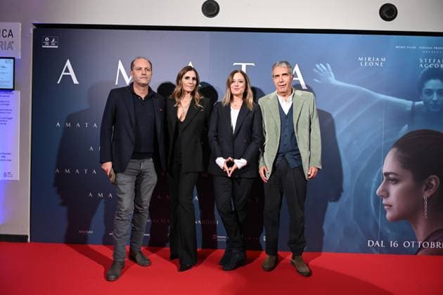Milan, Premiere of the film Amata, Cinema Anteo. Pictured are Francesco Melzi D Eril, Elisa Amoruso, Ilaria Bernardini, and Benedetto Abib.  Copyright: xSimonexComix xipa-agency.netx xComi Terenghix IPA_Agency_IPA66550744