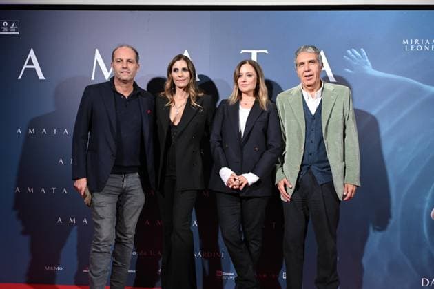 Milan, Premiere of the film Amata, Cinema Anteo. Pictured are Francesco Melzi D Eril, Elisa Amoruso, Ilaria Bernardini, and Benedetto Abib.  Copyright: xSimonexComix xipa-agency.netx xComi Terenghix IPA_Agency_IPA66550748