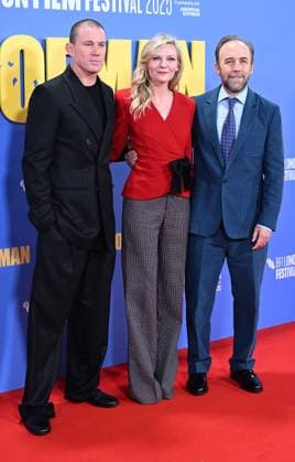 American director Derek Cianfrance, actress Kirsten Dunst and actor Channing Tatum attend the premiere of Roofman at the 69th BFI London Film Festival in London, England on Tuesday, October 14, 2025.  LON20251014131 RUNExHELLESTAD