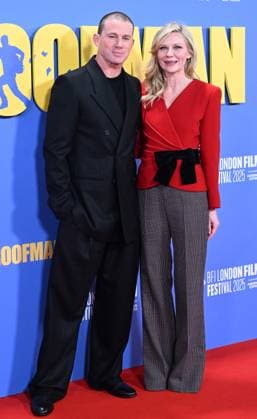 American actress Kirsten Dunst and actor Channing Tatum attend the premiere of Roofman at the 69th BFI London Film Festival in London, England on Tuesday, October 14, 2025.  LON20251014134 RUNExHELLESTAD