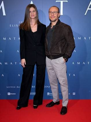Milan, Italy: Milan - Premiere of the Film Amata, Cinema Anteo - Stefano Accorsi with his wife Bianca Vitali Milan Italy  - ZUMAp169 20251014_zea_p169_571 Copyright: xAlbertoxTerenghix