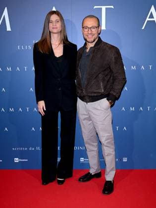 Milan, Italy: Milan - Premiere of the Film Amata, Cinema Anteo - Stefano Accorsi with his wife Bianca Vitali Milan Italy  - ZUMAp169 20251014_zea_p169_573 Copyright: xAlbertoxTerenghix