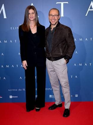 Milan, Italy: Milan - Premiere of the Film Amata, Cinema Anteo - Stefano Accorsi with his wife Bianca Vitali Milan Italy  - ZUMAp169 20251014_zea_p169_574 Copyright: xAlbertoxTerenghix