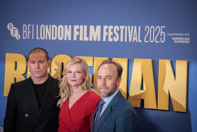 Roofman Headline Gala - The 69th BFI London Film Festival in London, UK - 14 Oct 2025 (L-R) Channing Tatum, Kirsten Dunst and Director Derek Cianfrance attend the Roofman Headline Gala at the 69th BFI London Film Festival at The Royal Festival Hall. Roofman Headline Gala - The 69th BFI London Film Festival London United Kingdom Copyright: xLoredanaxSangiulianox xSOPAxImagesx LSangiuliano-6858
