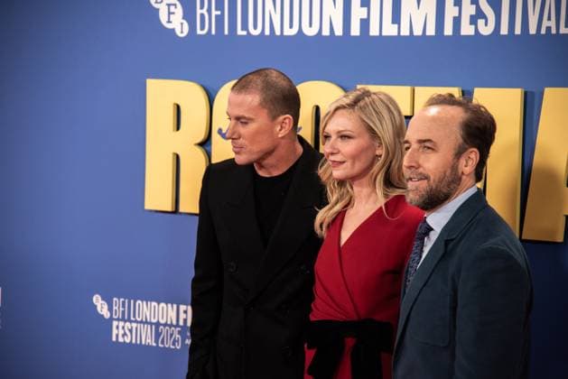 Roofman Headline Gala - The 69th BFI London Film Festival in London, UK - 14 Oct 2025 (L-R) Channing Tatum, Kirsten Dunst and Director Derek Cianfrance attend the Roofman Headline Gala at the 69th BFI London Film Festival at The Royal Festival Hall. Roofman Headline Gala - The 69th BFI London Film Festival London United Kingdom Copyright: xLoredanaxSangiulianox xSOPAxImagesx LSangiuliano-6865