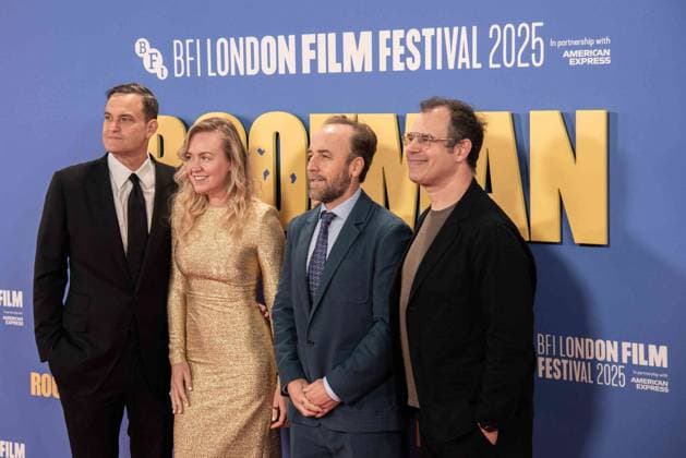 October 14, 2025, London, United Kingdom: (L-R) Jamie Patricof, Lynette Howell, Derek Cianfrance and Alex Orlovsky attend the Roofman Headline Gala at the 69th BFI London Film Festival at The Royal Festival Hall. Roofman Headline Gala - The 69th BFI London Film Festival London United Kingdom - ZUMAs197 20251014_aaa_s197_251 Copyright: xLoredanaxSangiulianox
