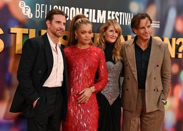 Bradley Cooper, Andra Day, Laura Dern and Will Arnett attends Is This Thing On? Premiere during the BFI London Film Festival, at the Southbank Centre, Royal Festival Hall in London, England. UK. Tuesday 14th October 2025 Copyright: xJamesxWarrenx adz85022