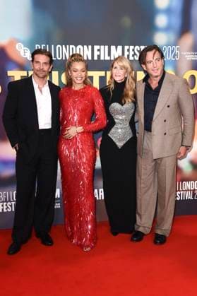 Bradley Cooper, Andra Day, Laura Dern and Will Arnett at the premiere of the feature film Is This Thing On at the 69 BFI London Film Festival 2025 at the Royal Festival Hall London, 14 10 2025 Foto:xS.xVasx xFuturexImagex thing_5064