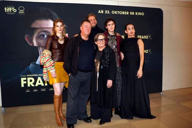 Katharina Stark, Peter Kurth, Sebastian Schwarz, Agnieszka Holland, Idan Weiss and Carol Schuler at the premiere of the film Franz K at the Delphi Filmpalast am Zoo Berlin, 15 10 2025 Foto:xA.xBuggex xFuturexImagex franz_5061