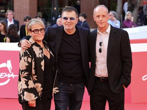 Rome Cinema Fest 2025, Day 2 - Red carpet for the film Bombolo - Core de Roma. Pictured: Stefano Calvagna, Stefania, and Alessandro Lechner  Copyright: xMarcoxProvvisionatox xipa-agency.netx xDxAvanzo Provvisionatox IPA_Agency_IPA66659799