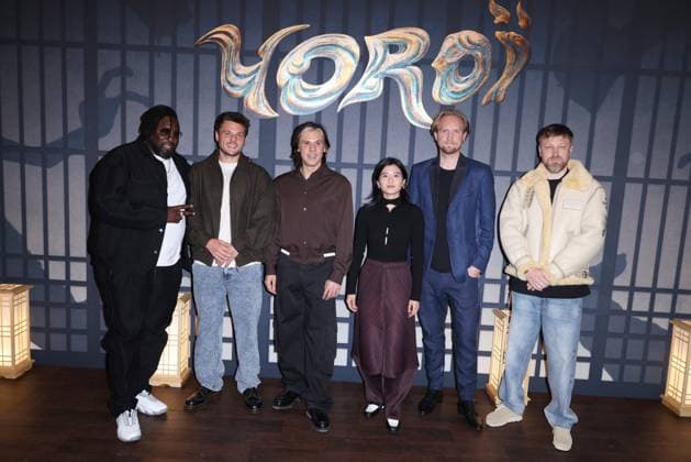 Yoroi Premiere - Paris Ablaye, Clement Cotentin, Orelsan, Clara Choi, David Tomaszewski and Skread attends Yoroi Premiere at le Grand Rex in Paris, France on October 16, 2025. Photo by Jerome Domine ABACAPRESS.COM  Copyright: xDominexJerome ABACAx