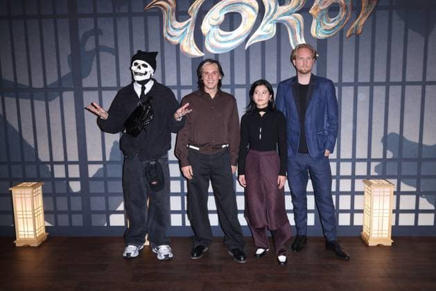 Yoroi Premiere - Paris Vladimir Cauchemar, Orelsan, Clara Choi and David Tomaszewski attends Yoroi Premiere at le Grand Rex in Paris, France on October 16, 2025. Photo by Jerome Domine ABACAPRESS.COM  Copyright: xDominexJerome ABACAx