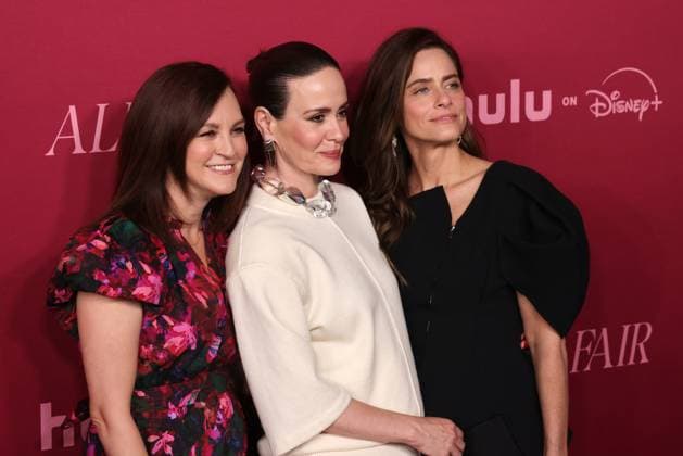 LOS ANGELES, CA - OCTOBER 16: Carla Gallo, Sarah Paulson and Amanda Peet at the world premiere of Hulu s ˜All s Fair™ at the DGA theatre in Los Angeles, California on October 16, 2025. Copyright: xCrashx xMediaPunchx