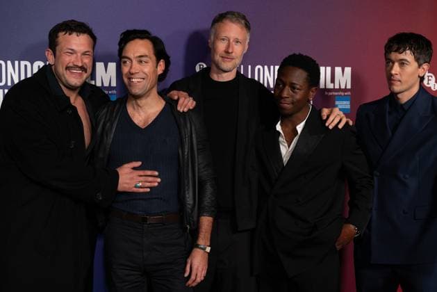 The BFI London Film Festival Gala of the UK premiere of WASTEMAN, taking place at VUE Leicester Square, London, UK on 16th October 2025. Corin Silva, Alex Hassell, Cal McMau, David Jonsson, and Tom Blyth at the BFI London Film Festival Gala of the UK premiere of WASTEMAN, taking place at VUE Leicester Square, London, UK on 16th October 2025., Credit:Oleksii Ovcharenko Avalon United Kingdom, London  Copyright: xOleksiixOvcharenkox xAvalonx 1046018846