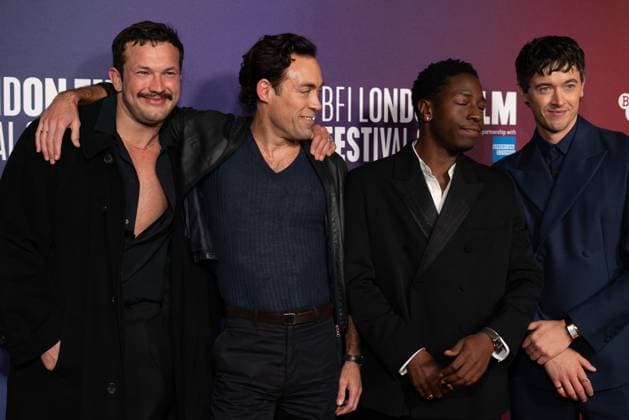 The BFI London Film Festival Gala of the UK premiere of WASTEMAN, taking place at VUE Leicester Square, London, UK on 16th October 2025. Corin Silva, Alex Hassell, David Jonsson, and Tom Blyth at the BFI London Film Festival Gala of the UK premiere of WASTEMAN, taking place at VUE Leicester Square, London, UK on 16th October 2025., Credit:Oleksii Ovcharenko Avalon United Kingdom, London  Copyright: xOleksiixOvcharenkox xAvalonx 1046019109