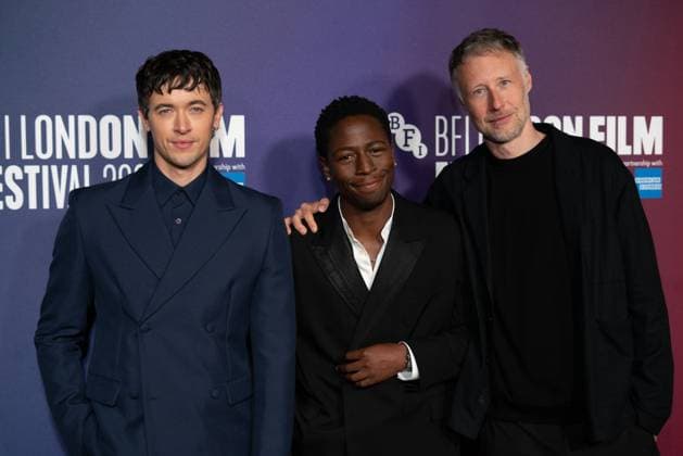 The BFI London Film Festival Gala of the UK premiere of WASTEMAN, taking place at VUE Leicester Square, London, UK on 16th October 2025. Tom Blyth, David Jonsson and Cal McMau at the BFI London Film Festival Gala of the UK premiere of WASTEMAN, taking place at VUE Leicester Square, London, UK on 16th October 2025., Credit:Oleksii Ovcharenko Avalon United Kingdom, London  Copyright: xOleksiixOvcharenkox xAvalonx 1046019130