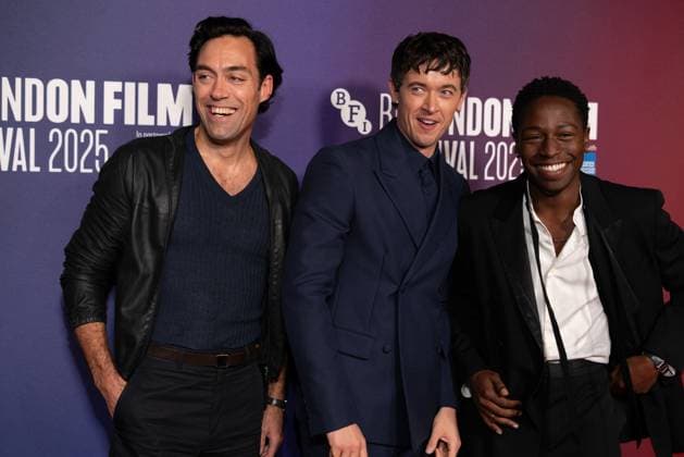 The BFI London Film Festival Gala of the UK premiere of WASTEMAN, taking place at VUE Leicester Square, London, UK on 16th October 2025. Alex Hassell, Tom Blyth, and David Jonsson at the BFI London Film Festival Gala of the UK premiere of WASTEMAN, taking place at VUE Leicester Square, London, UK on 16th October 2025., Credit:Oleksii Ovcharenko Avalon United Kingdom, London  Copyright: xOleksiixOvcharenkox xAvalonx 1046019382