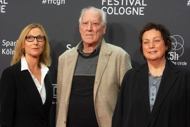 Red Carpet Before The Award Ceremony For Cologne Film Festival 2025 Werner Herzog, a Cologne Film Prize winner, Katharina Blum, and Dr. Martina Richter, director of the Cologne Film Festival, pose for pictures during the red carpet before the award ceremony of the Cologne Film Festival 2025 at Film Palast in Cologne, Germany, on October 26, 2025. cologne Germany  Copyright: xYingxTangx originalFilename: tang-notitle251016_np7JO.jpg