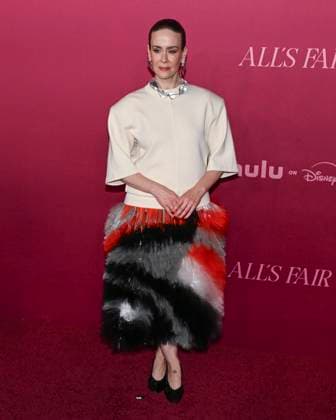 October 16, 2025, West Hollywood, California, USA: Emmy and Golden Globe-winning American actress SARAH PAULSON attends the World Premiere Of Hulu s All s Fair West Hollywood USA - ZUMAb173 20251016_aap_b173_014 Copyright: xBillyxBennightx
