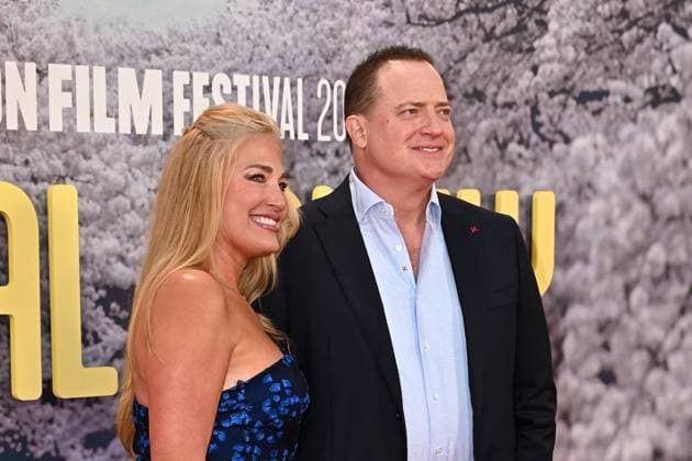 Brendan Fraser and Jeanne Moore attends Rental Family Premiere during the BFI London Film Festival, at the Southbank Centre, Royal Festival Hall in London, England. UK. Thursday 16th October 2025 Copyright: xJamesxWarrenx LFF- RENTAL FAMILY-23