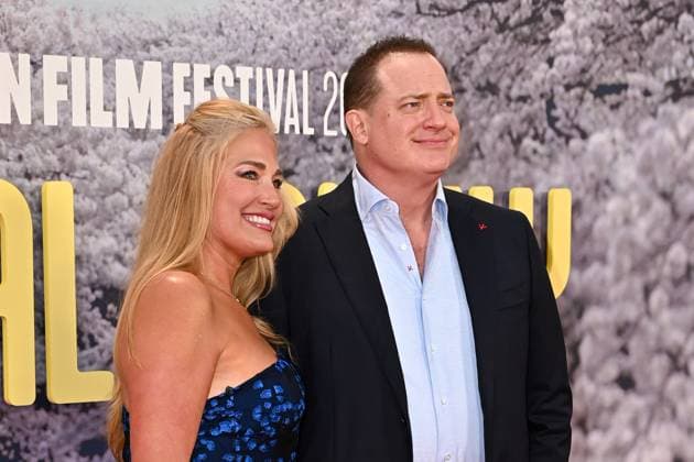 Brendan Fraser and Jeanne Moore attends Rental Family Premiere during the BFI London Film Festival, at the Southbank Centre, Royal Festival Hall in London, England. UK. Thursday 16th October 2025 Copyright: xJamesxWarrenx LFF- RENTAL FAMILY-22