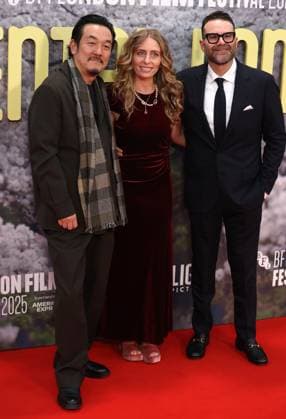 Rental Family UK premiere Shin Yamaguchi, Julia Lebedev and Eddie Vaisman at the screening of the movie Rental Family at The 69th BFI London Film Festival, London London Royal Festival Hall UK Copyright: xFredxDuvalx