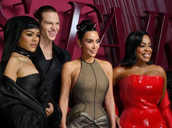 Cast members Teyana Taylor, Matthew Noszka, Kim Kardashian and Niecy Nash (L-R) attend the world premiere of the Hulu original TV Series All s Fair at the DGA Theater in Los Angeles on Thursday, October 16, 2025. Storyline: Follows a successful divorce lawyer and the owner of an all-female law firm in Los Angeles.  LAP2025101610 JIMxRUYMEN