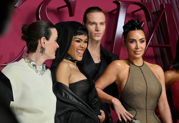 Cast members Sarah Paulson, Teyana Taylor, Matthew Noszka and Kim Kardashian (L-R) attend the world premiere of the Hulu original TV Series All s Fair at the DGA Theater in Los Angeles on Thursday, October 16, 2025. Storyline: Follows a successful divorce lawyer and the owner of an all-female law firm in Los Angeles.  LAP2025101611 JIMxRUYMEN