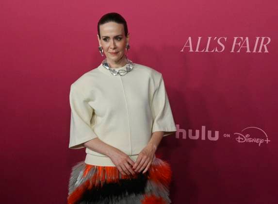 Cast member Sarah Paulson attends the world premiere of the Hulu original TV Series All s Fair at the DGA Theater in Los Angeles on Thursday, October 16, 2025. Storyline: Follows a successful divorce lawyer and the owner of an all-female law firm in Los Angeles.  LAP2025101621 JIMxRUYMEN