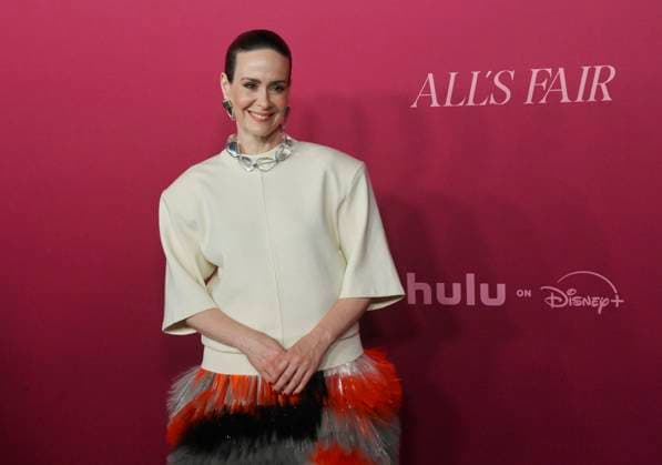 Cast member Sarah Paulson attends the world premiere of the Hulu original TV Series All s Fair at the DGA Theater in Los Angeles on Thursday, October 16, 2025. Storyline: Follows a successful divorce lawyer and the owner of an all-female law firm in Los Angeles.  LAP2025101624 JIMxRUYMEN