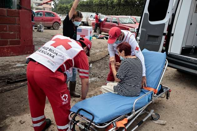 October 17, 2025, Veracruz, Poza Rica, Mexico: One week after Tropical Storm RAYMOND caused severe damage and flooding in Poza Rica, Veracruz, a caravan of Mexican Red Cross personnel delivered humanitarian aid, provided health services, and provided free internet access to contact or search for missing relatives in the most affected areas of this municipality. The oÂlamo region was the hardest hit, where water swept away vehicles and furniture, and even completely covered some homes due to overflowing rivers. This also damaged communication and electricity services. The cleanup work has been carried out largely by residents themselves, as they are in areas that are difficult to access due to the enormous amount of mud covering their stre - ZUMAp204 20251017_zip_p204_047 Copyright: xJosuexPerezx