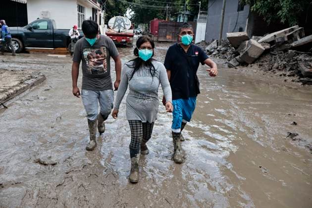 October 17, 2025, Veracruz, Poza Rica, Mexico: One week after Tropical Storm RAYMOND caused severe damage and flooding in Poza Rica, Veracruz, a caravan of Mexican Red Cross personnel delivered humanitarian aid, provided health services, and provided free internet access to contact or search for missing relatives in the most affected areas of this municipality. The oÂlamo region was the hardest hit, where water swept away vehicles and furniture, and even completely covered some homes due to overflowing rivers. This also damaged communication and electricity services. The cleanup work has been carried out largely by residents themselves, as they are in areas that are difficult to access due to the enormous amount of mud covering their stre - ZUMAp204 20251017_zip_p204_048 Copyright: xJosuexPerezx