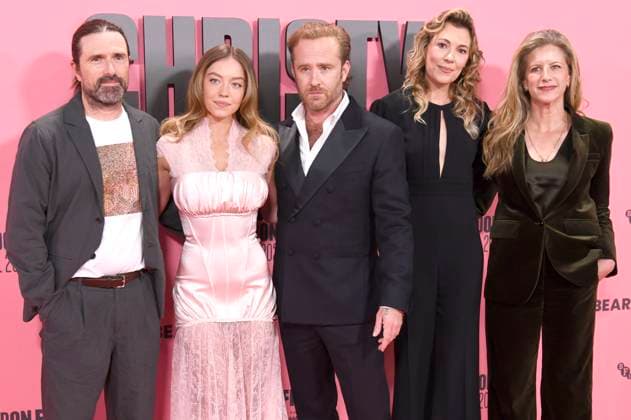 David Michod, Sydney Sweeney, Ben Foster, Mirrah Foulkes and Kerry Kohansky Roberts at the premiere of the feature film Christy at the 69 BFI London Film Festival 2025 at the Royal Festival Hall London, 17 10 2025 Foto:xS.xVasx xFuturexImagex christy_5062