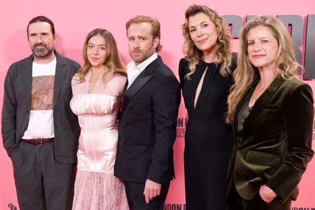 David Michod, Sydney Sweeney, Ben Foster, Mirrah Foulkes and Kerry Kohansky Roberts at the premiere of the feature film Christy at the 69 BFI London Film Festival 2025 at the Royal Festival Hall London, 17 10 2025 Foto:xS.xVasx xFuturexImagex christy_5063