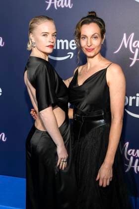 abb Maxton Hall Anna Lucia Gustmann and Dagny Dewath as guests on the blue carpet at the premiere of the Amazon Prime TV series Maxton Hall The World Between Us Season 2 at Tempodrom on 17 10 2025 in Berelin Berlin Germany
