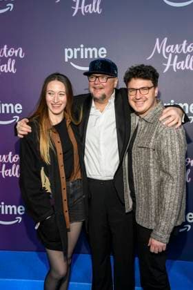 abb Maxton Hall Clelia Sarto, Martin Schreier and Valentin Debler Producer as guests on the blue carpet at the premiere of the Amazon Prime TV series Maxton Hall The World Between Us Season 2 at the Tempodrom on 17 10 2025 in Berelin Berlin Germany