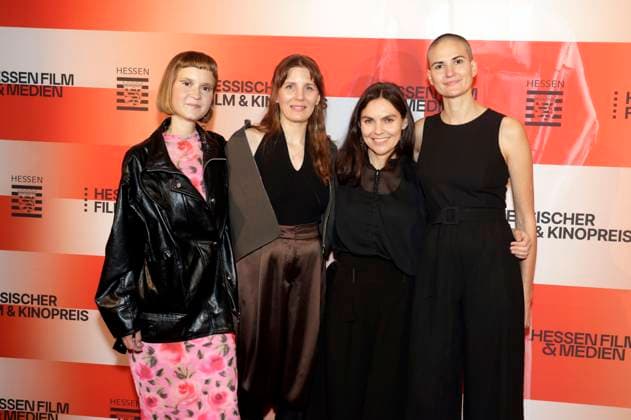 Caroline Wahl, Mia Maariel Meyer, guest and Elena Hell at the 36th Hessian Film and Cinema Award 2025 ceremony at the Alte Oper Frankfurt am Main, 17 10 2025 Foto:xP.xBackx xFuturexImagex kinopreis_5020