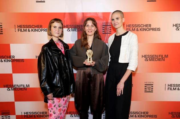 Caroline Wahl, Mia Maariel Meyer and Elena Hell at the 36th Hessian Film and Cinema Award 2025 ceremony at the Alte Oper Frankfurt am Main, 17 10 2025 Foto:xP.xBackx xFuturexImagex kinopreis_5037