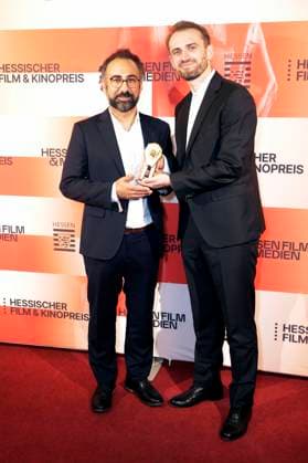 Behrooz Karamizade and Aljaksei Palujan at the 36th Hessian Film and Cinema Award 2025 ceremony at the Alte Oper Frankfurt am Main, 17 10 2025 Foto:xP.xBackx xFuturexImagex kinopreis_5038