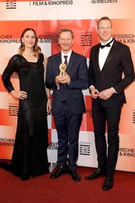 Bettina Lamprecht, Michael Kessler and Christoph Degen at the 36th Hessian Film and Cinema Award 2025 ceremony at the Alte Oper Frankfurt am Main, 17 10 2025 Foto:xP.xBackx xFuturexImagex kinopreis_5060