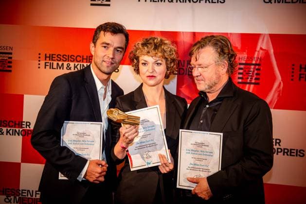 17 20 2025 xesx Frankfurt am Main, Alte Oper Hessische Film und Kinopreis 2025 The best actors from left Nils Strunk, Lisa Wagner and Justus von Dohnanyi ES